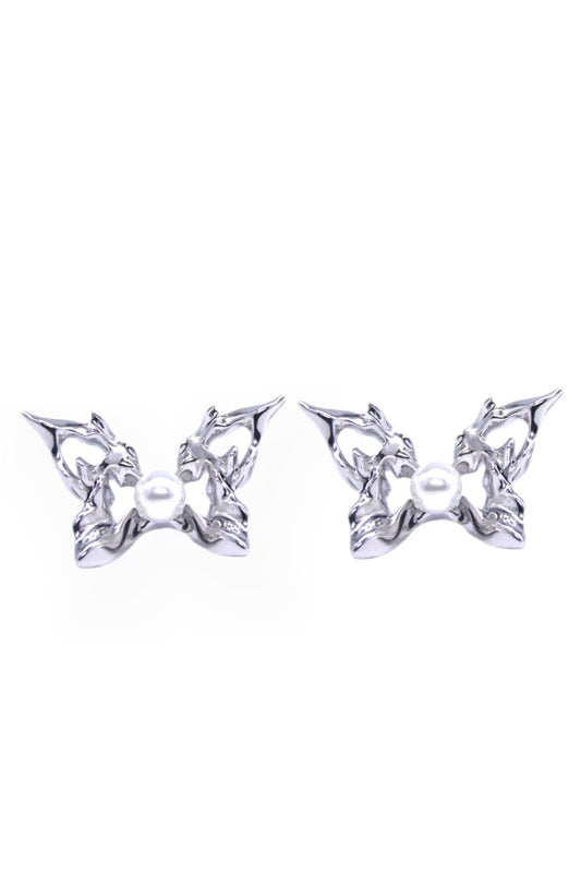 Fervooor Urban Mermaid silver metal butterfly earrings