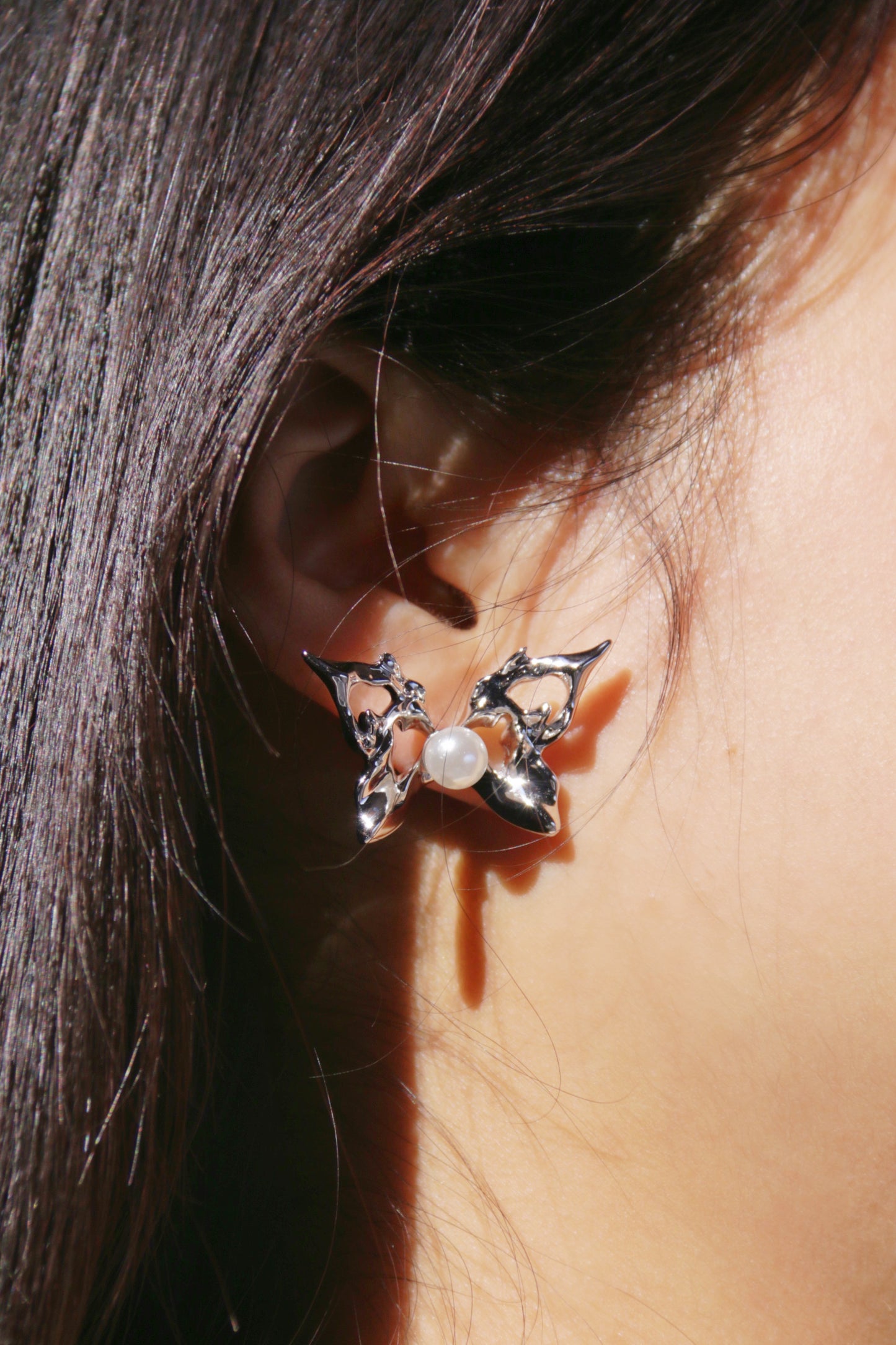 Fervooor Urban Mermaid silver metal butterfly earrings