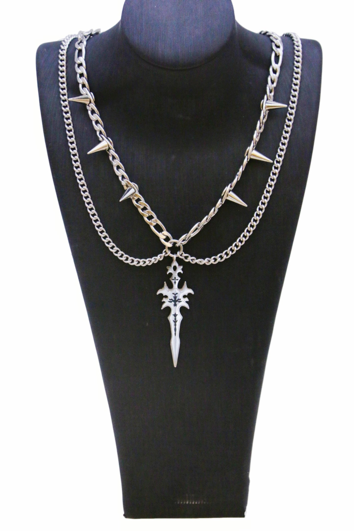 Fervooor Acid Style Sword spike layer necklace