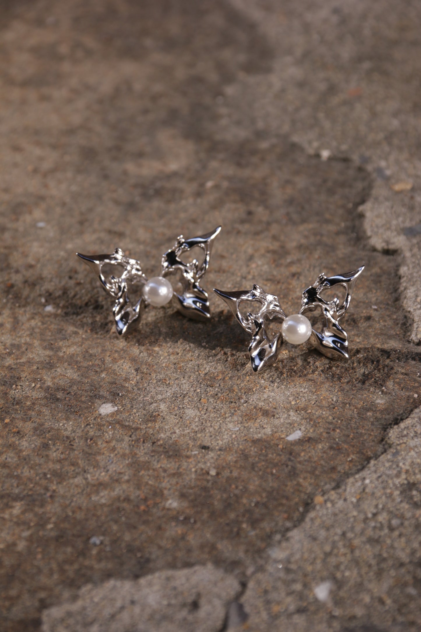 Fervooor Urban Mermaid silver metal butterfly earrings